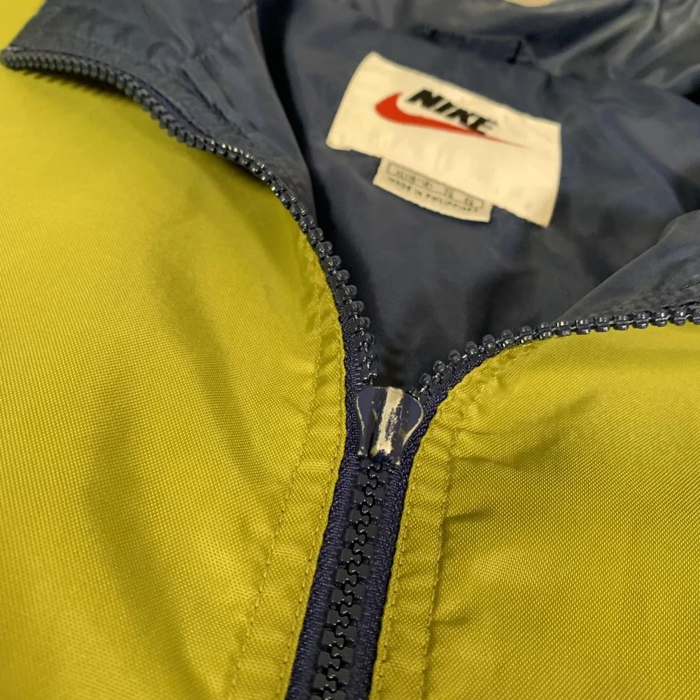 Vintage Nike Jacket Youth XL 18‎ Green Navy Colorblock Windbreaker Full Zip 90s